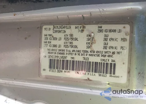 2000 Dodge Ram 1500 St from USA, damaged, VIN 1B7HC13Y9YJ105207